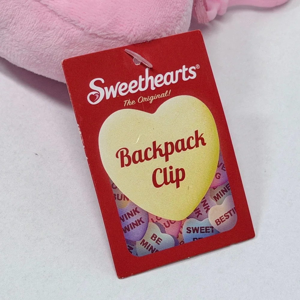 Sweethearts Conversation Heart Plush Backpack Clips Kiss Me You+Me Set of 2 NEW